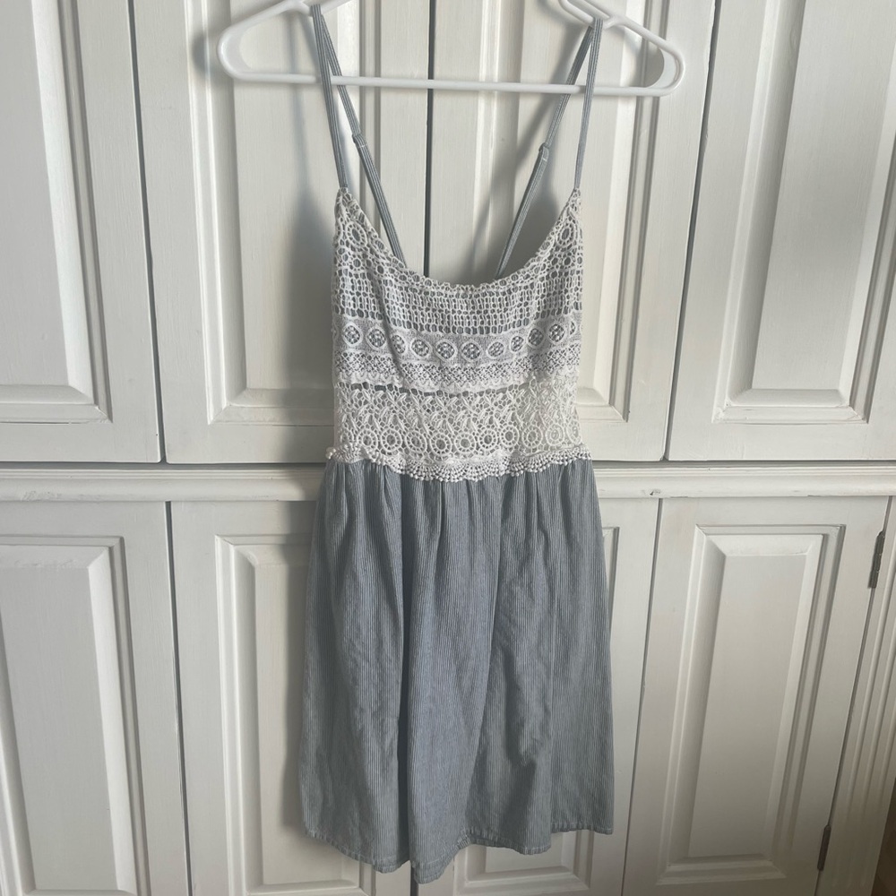 White and Blue Lace Dress
